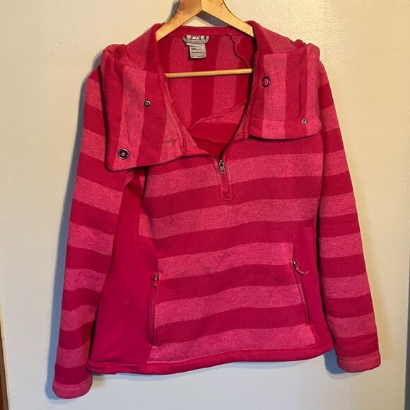 Avalanche women's pink striped fleece hoodie size large - Picture 1 of 8